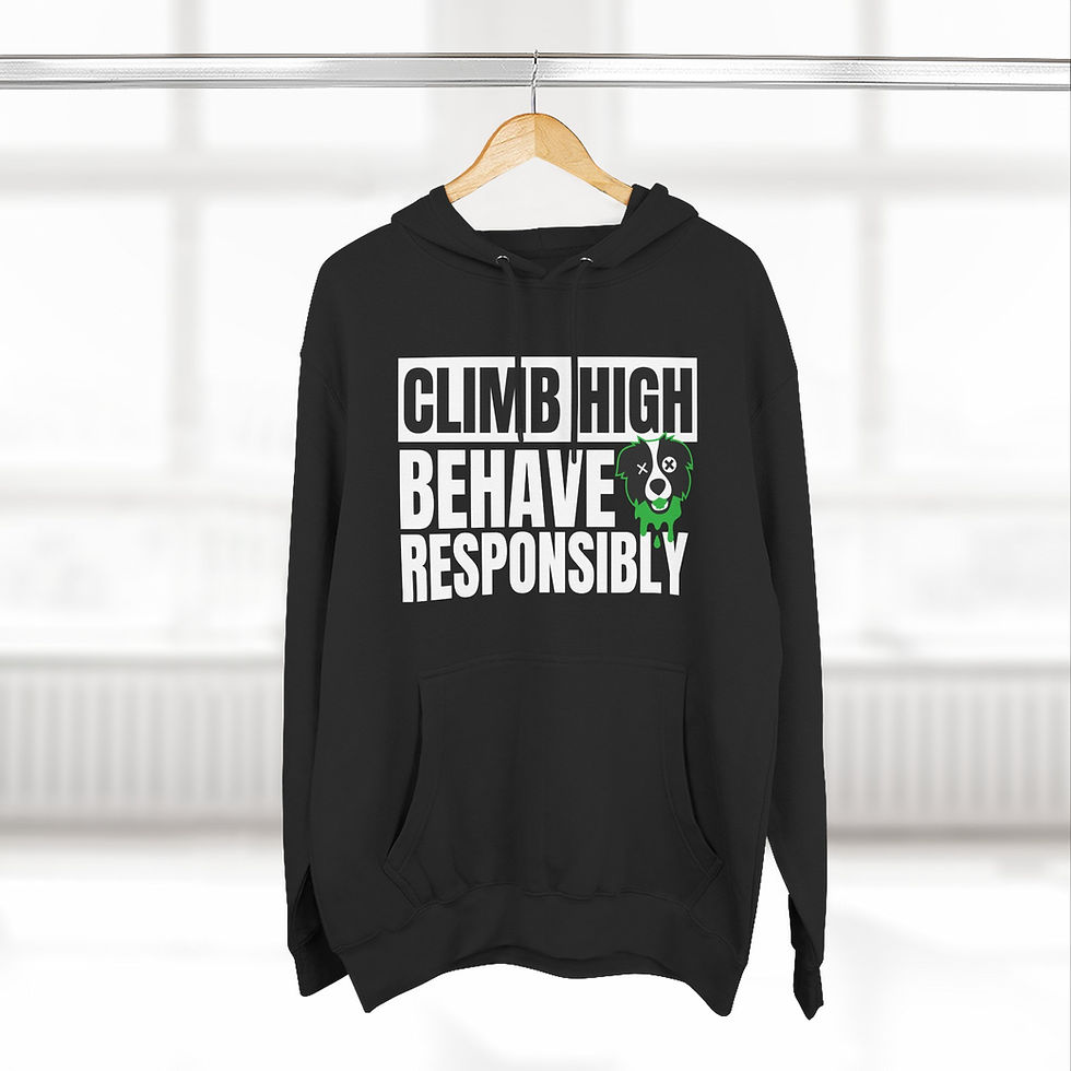Thumbnail: Climb High, Behave Responsibly Hoodie Green BorderCollie
