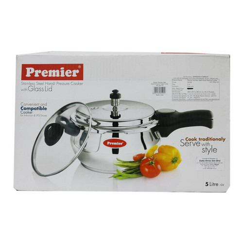 00591-PREMIER STAINLESS STEEL HANDI PRESSURE COOKER WITH GLASS LID