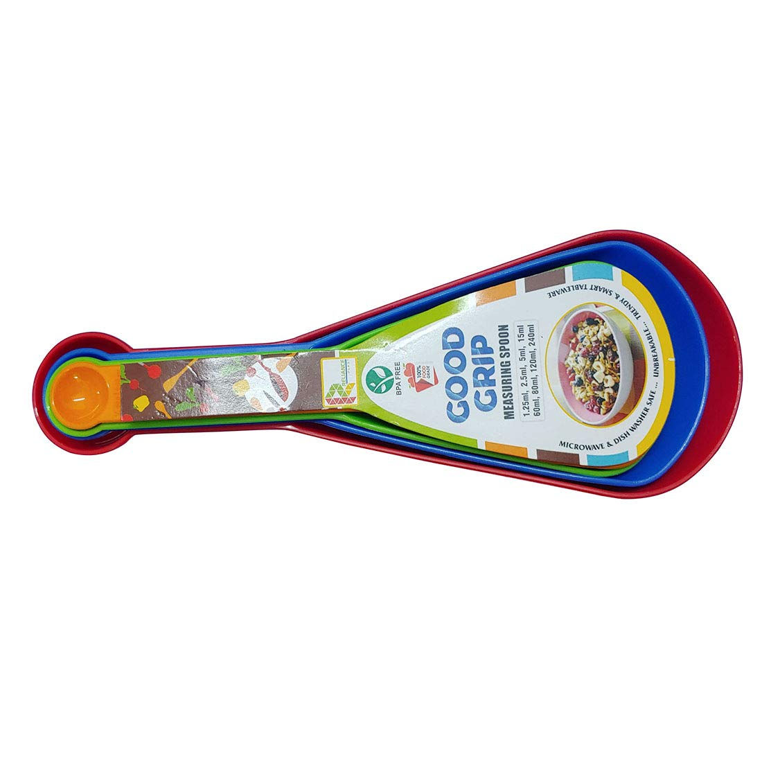 Good Grip Plastic 4 Pcs Double Side Backing Measuring Cups & Spoons Set