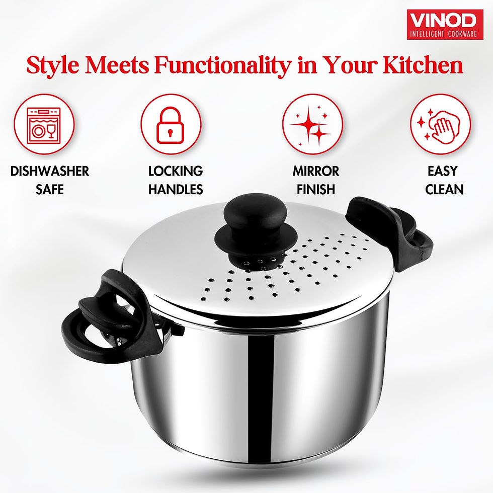 Thumbnail: Vinod Stainless Steel Pasta, Rice Pot with Strainer lid - 6 Litre