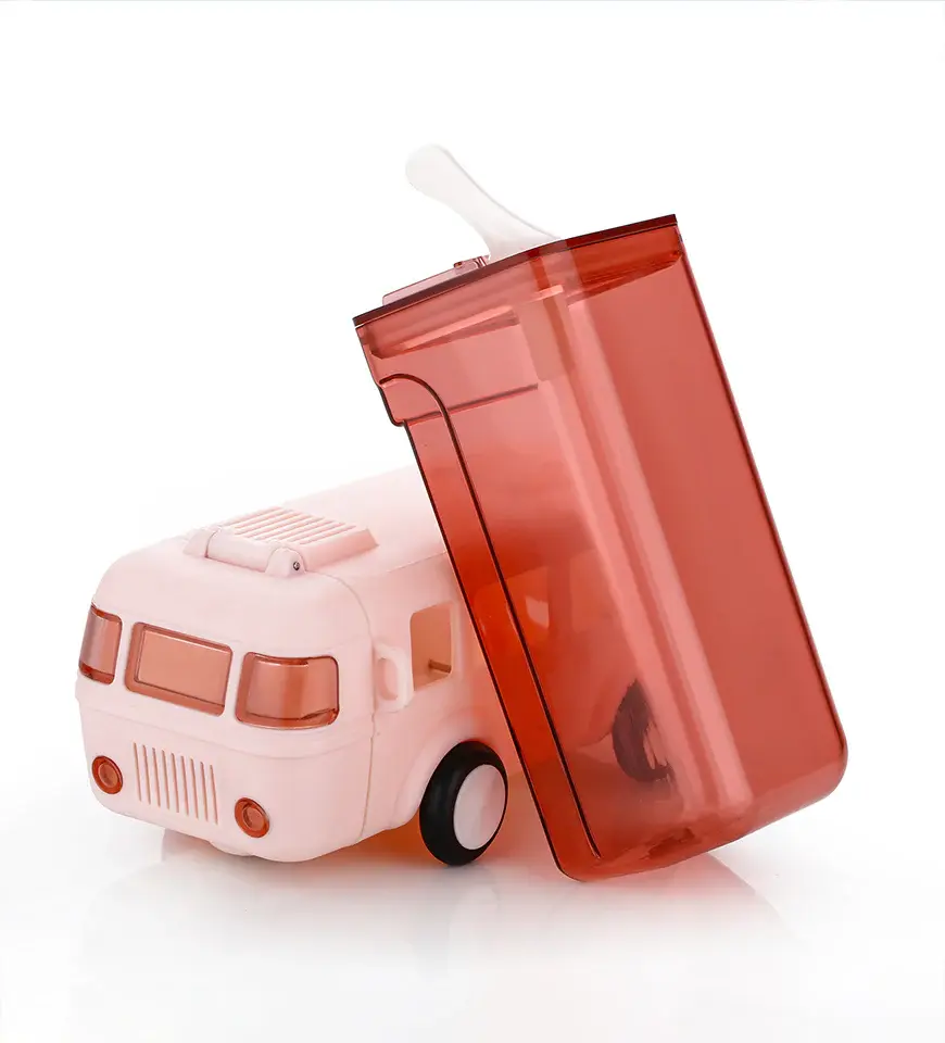 Thumbnail: Portable Bus Shaped Water Bottle Cute Drinking Jug with Wheels Leakproof