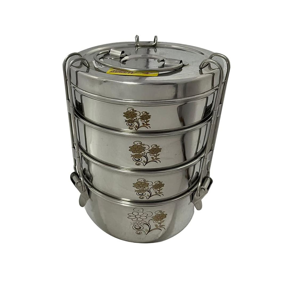 Thumbnail: MANAV TRAVELLING TIFFIN-LAZER(FLOWER PRINT)-WITH PLATE-SIZE-12*4COPMARTMENTS