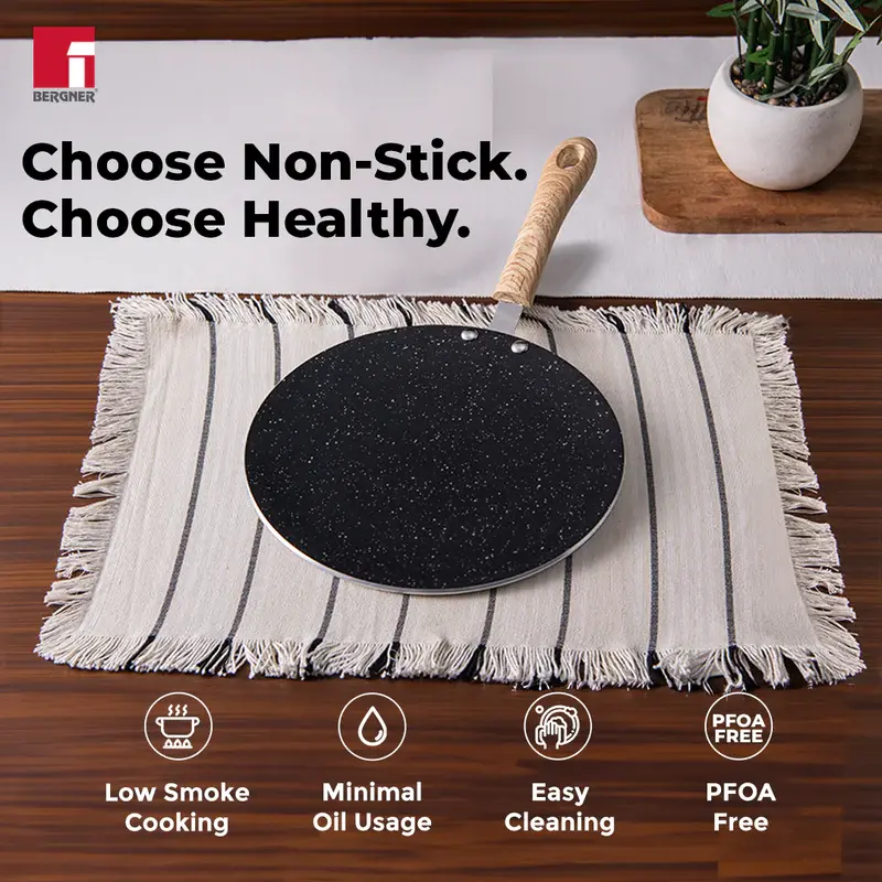 Thumbnail: Bergner Bellini Non-Stick Concave Roti Tawa-28cm