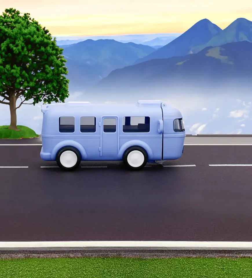 Thumbnail: Portable Bus Shaped Water Bottle Cute Drinking Jug with Wheels Leakproof