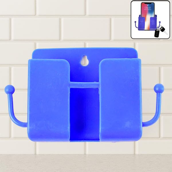 Thumbnail: 1 Pc Wall Mount Mobile Stand with Hook – Space-Saving Blue Phone Holder