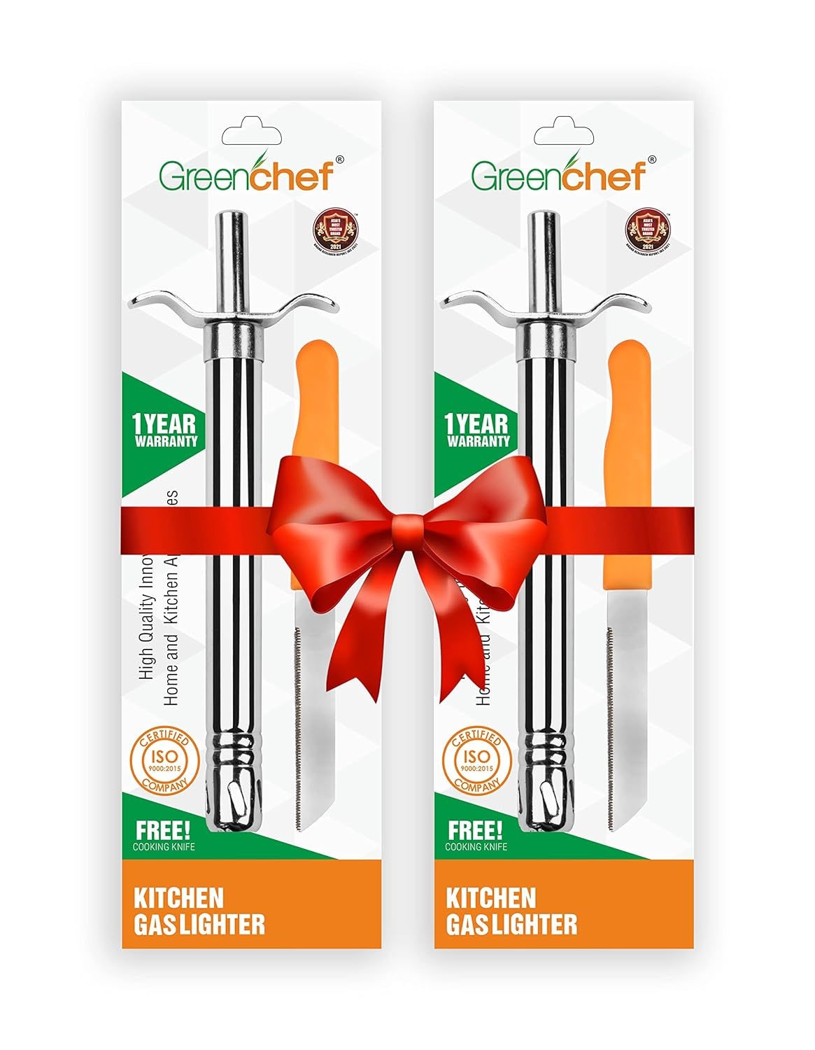 Greenchef Stainless Steel Gas Lighter Knife Combo