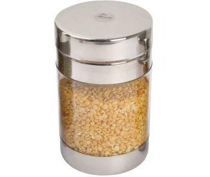 JVL Twister Clear Air Tight Food Storage Stainless Steel Kitchen Canister