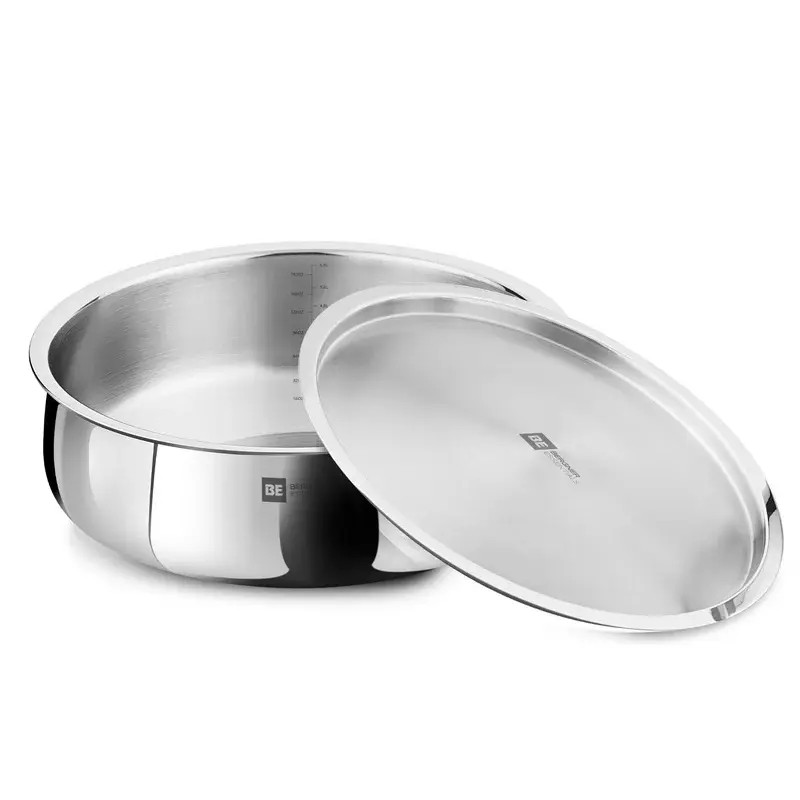 Thumbnail: Bergner Essentials Tri-Ply Stainless Steel Biryani Handi with Lid-6.4ltr