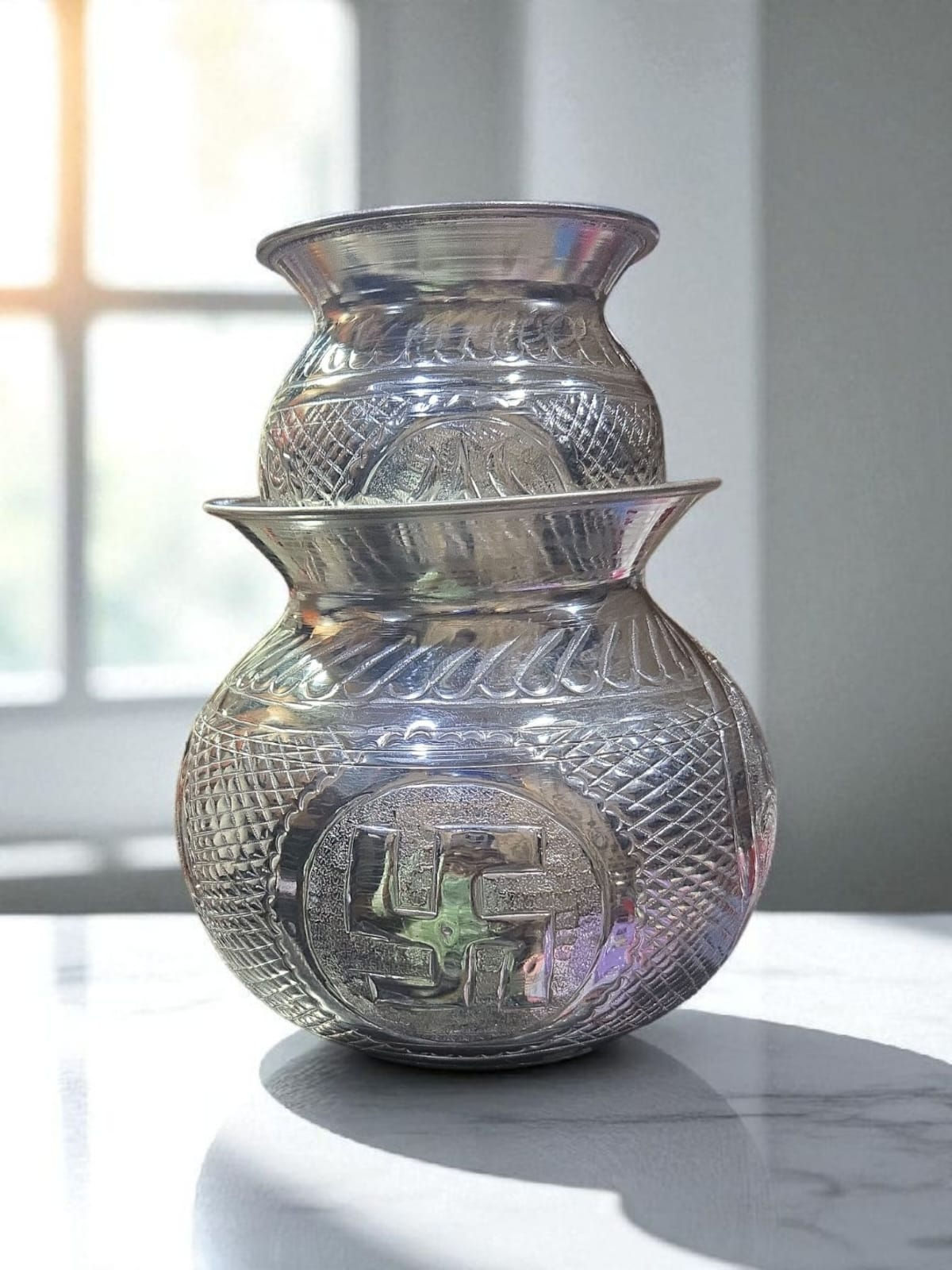 BRASS BONAM SERWA SET-HANDCREAFTED-SILVER POLISH