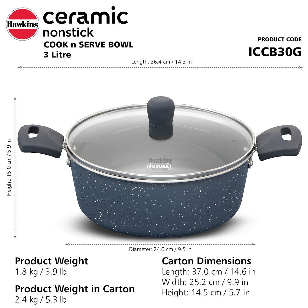Thumbnail: Hawkins Ceramic Nonstick Cook n Serve Bowl 3LTR  (ICCB30G)