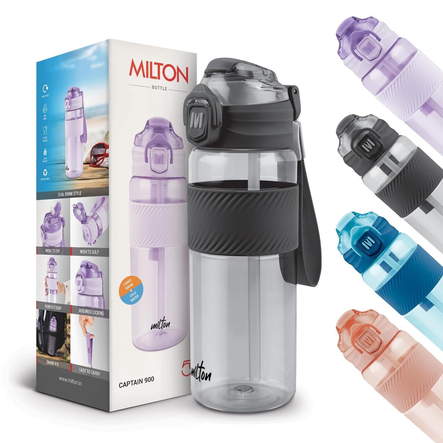 MILTON Captain 900 Unbreakable Water Bottle 850 ml – Sip Plus Gulp