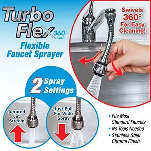 Thumbnail: Flexible Turbo Flex 360 Sink Faucet Sprayer Jet