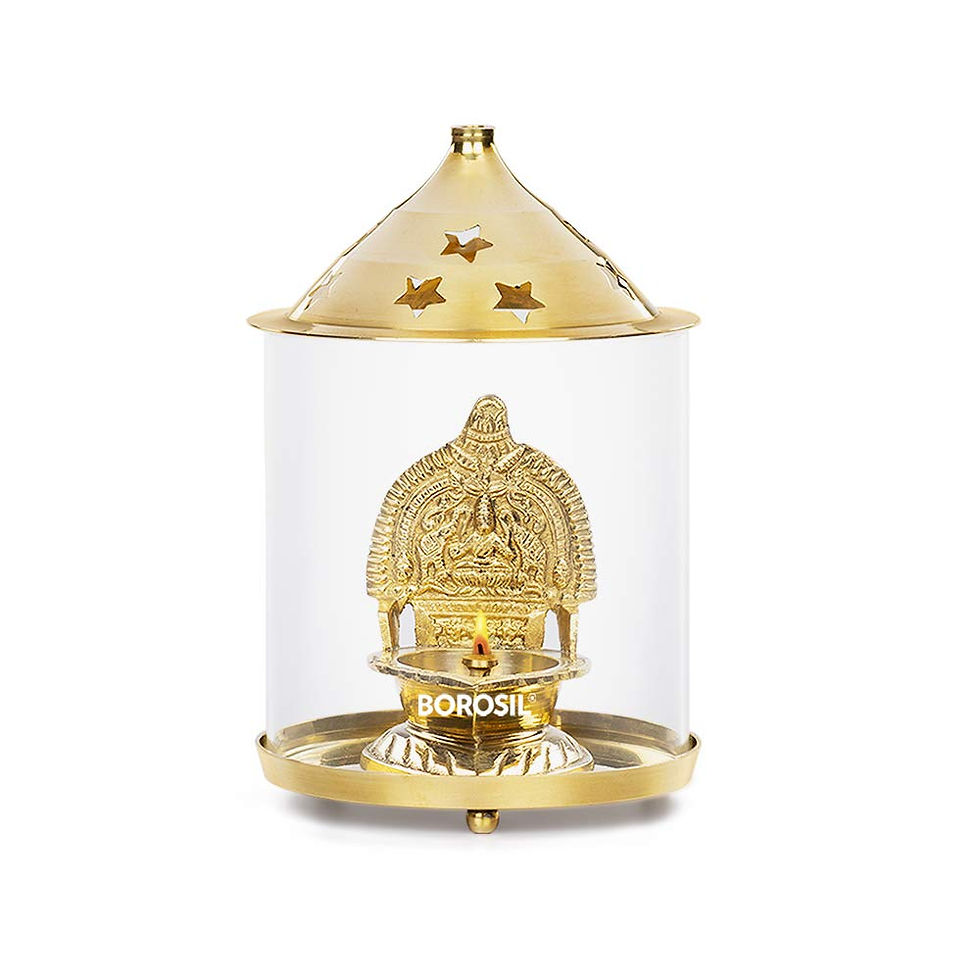 Thumbnail: Borosil Glass Dhanlaxmi Brass Diya, Medium