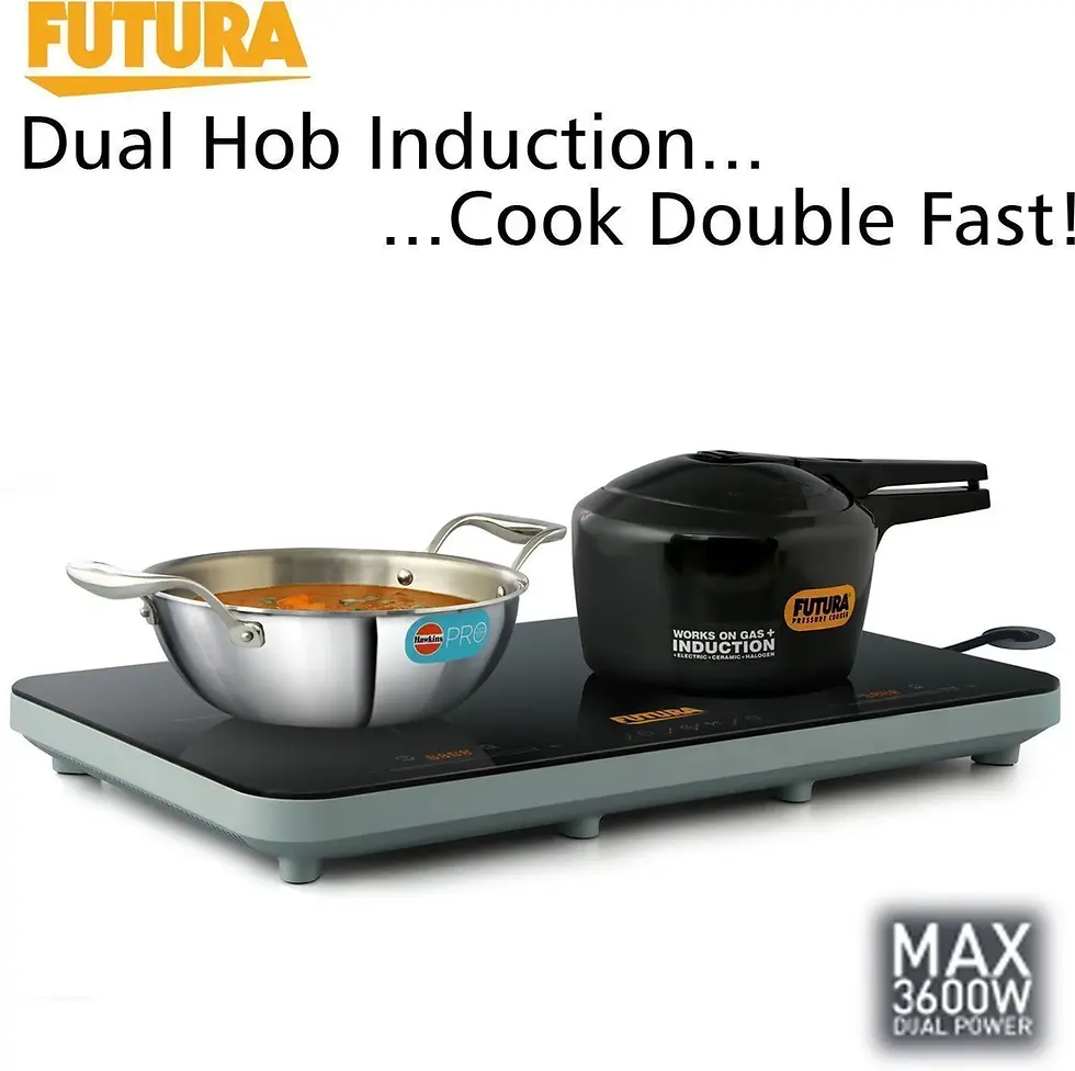 Thumbnail: Hawkins Futura Dual Hob Induction Cooktop, 3600-W, Auto Cut-off, Child Lock