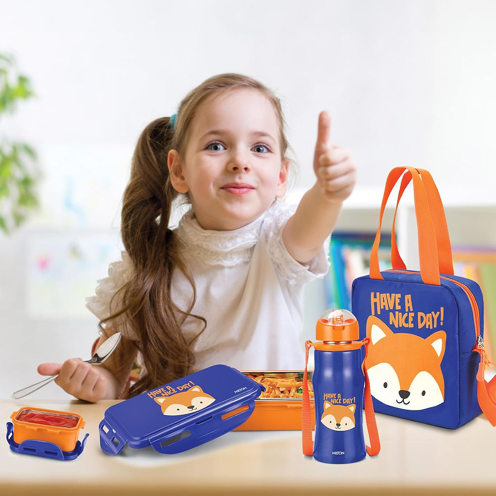 Thumbnail: MILTON Kidz Combo Tiffin (2 Inner Steel Containers, 650 ml; 1 SS Bottle-415ml)