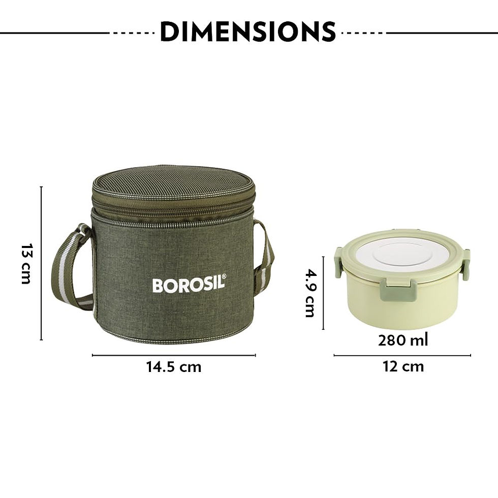 Thumbnail: Borosil Glory Green Stainless Steel Lunchbox with Bag