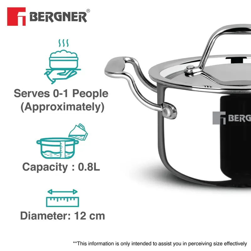 Thumbnail: Argent Junior Chef TriPly Stainless Steel 12cm (800ml) Casserole