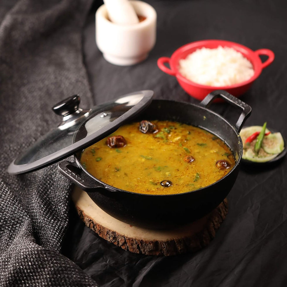 Thumbnail: Vinod Legacy Pre Seasoned Cast Iron Kadai with Glass Lid - 4.3 Litre, 26cm