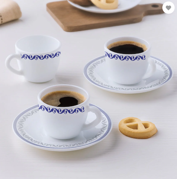 Thumbnail: Larah by Borosil Jazzblue Cup n Saucer Set-220ml,12pcs Set