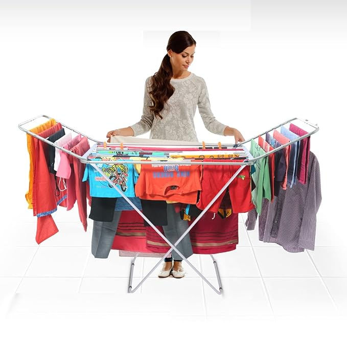 Gimi Aluminium and Steel Alucom Plus Foldable Cloth Drying Stand- Silver