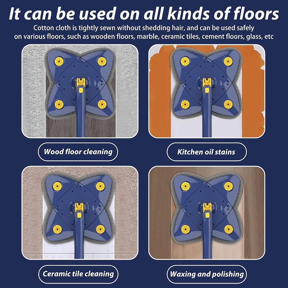 Thumbnail: Four Leaf Shaped Rotatable & Adjustable Cleaning Wall Mops Microfiber with Pad