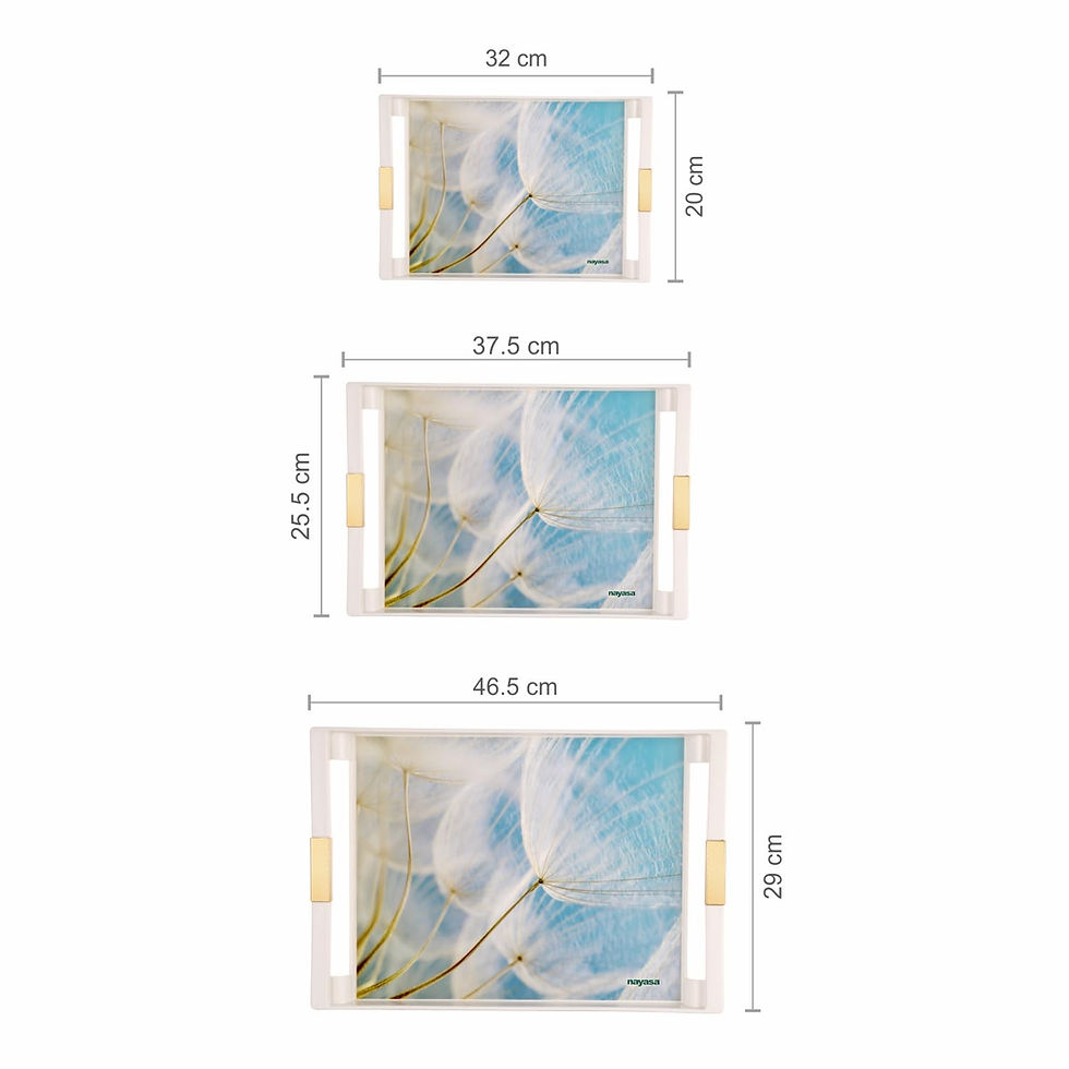 Thumbnail: Nayasa Deco Plastic Rectangular Serving Tray Set of 3 (Small, Medium, Big)