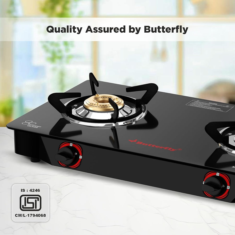 Thumbnail: Butterfly Duo 2 Burner Glasstop Gas Stove | Manual Ignition