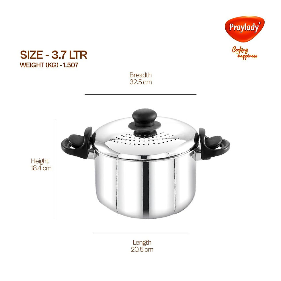 Thumbnail: Praylady Stainless Steel Strainer Pot with Glass Lid (3.7 Liter)