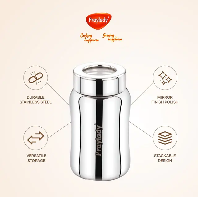 Thumbnail: Praylady canisterStainless Steel Airtight & Leak-Proof Canister –1300ML