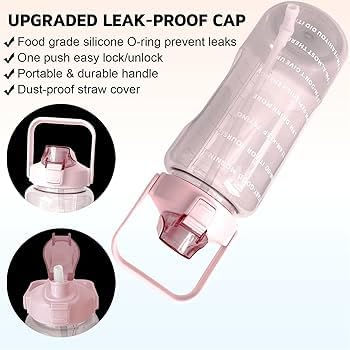Thumbnail: 3-in-1 Water Bottle with Straw & Time Marker | 1 Litre BPA-Free Leak-Proof Sport