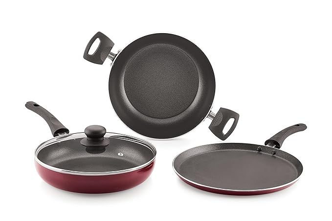 Sonu Elite Gift Set containing Tawa, Frypan, and Kadai with Lid