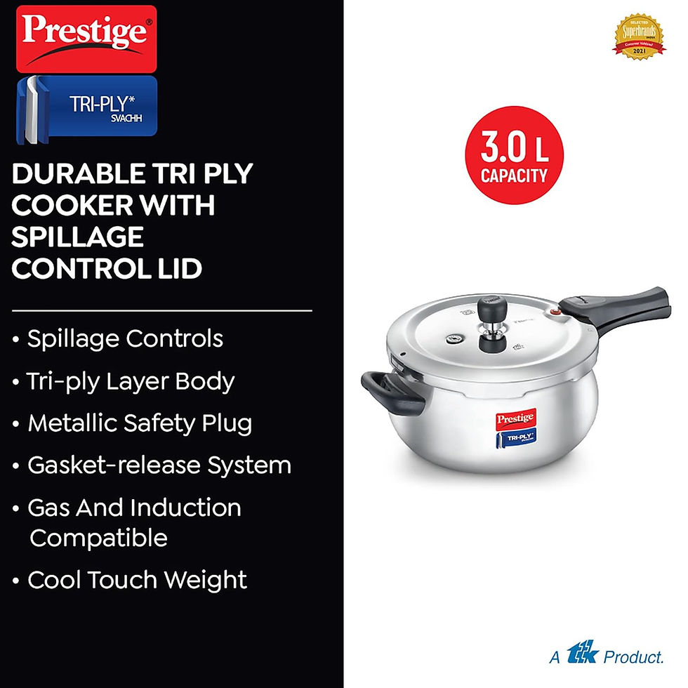 Thumbnail: Prestige 3 Litre Triply Svachh Handi Outerlid Pressure Cooker