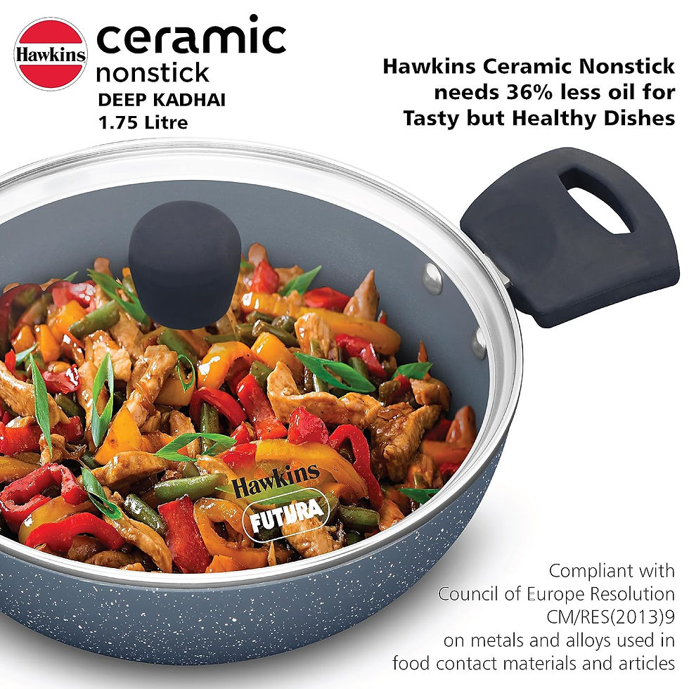 Thumbnail: Hawkins Ceramic Nonstick 1.75 Litre Deep Kadhai (ICK175G)