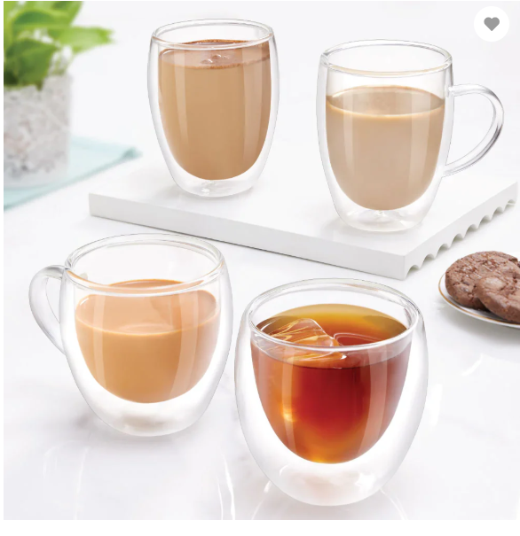 Thumbnail: Borosil Milano Double Wall Glass Tumbler, Set of 2