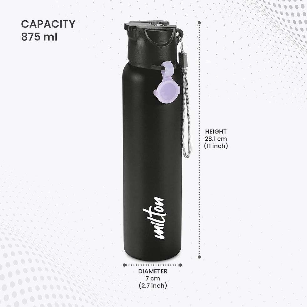 Thumbnail: MILTON Sipstar 1000 Stainless Steel Sipper Water Bottle 875 ml, Single Walled