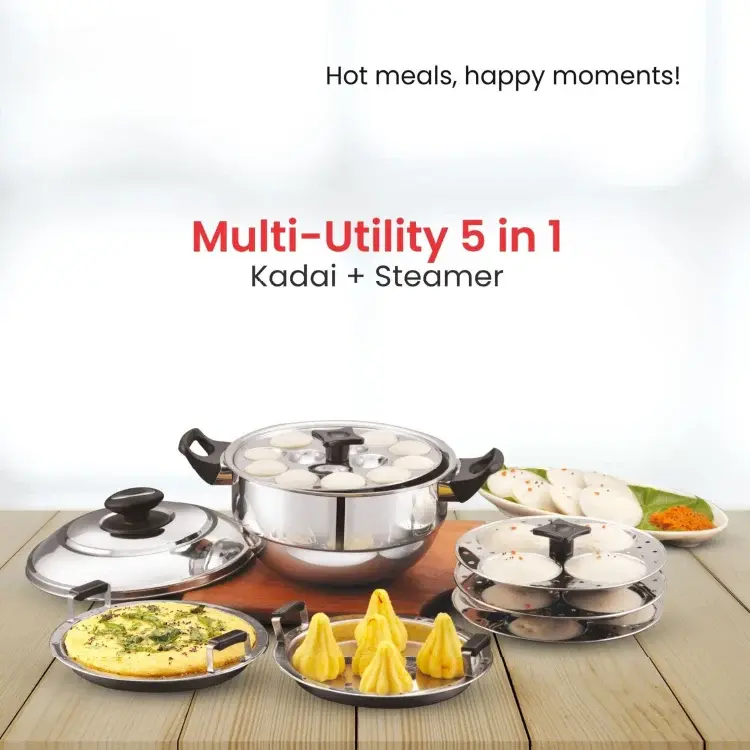 Thumbnail: JVL Tri ply 5 in 1 multi kadai-2.5LTR