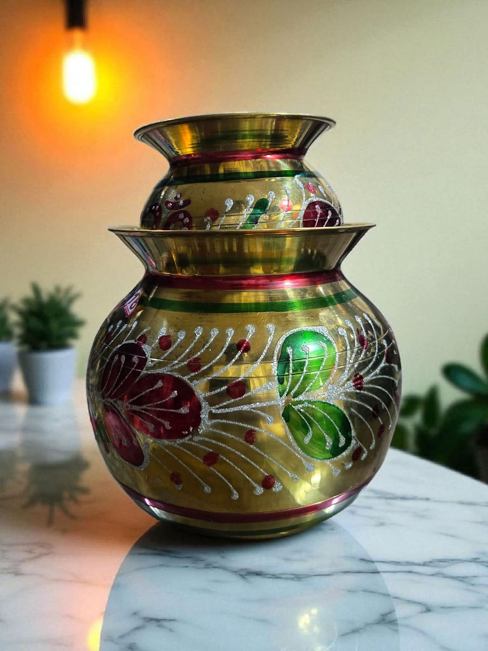 Thumbnail: BRASS BONAM SERWA SET-NAKSHI-BONALU SERWA-MINA