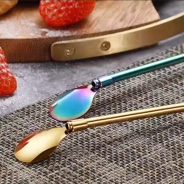 Thumbnail: Stainless Steel Straw Spoon - Assorted - Set Of 6