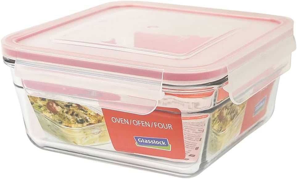 Air Tight Glass Ring Taper Square Food Container with Lid-1615ML