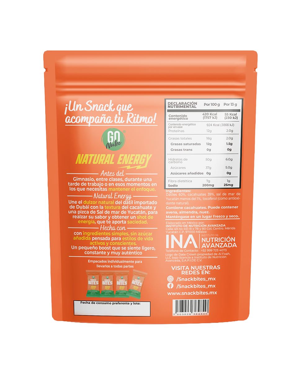 Miniatura: Snack Bites Natural Energy 220g (3 bolsas por envío)