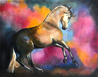 FIERY HORSE II 18x24 Mixed Media Oil For sale at Hoosier Artist Gallery, Nashville, IN, USA