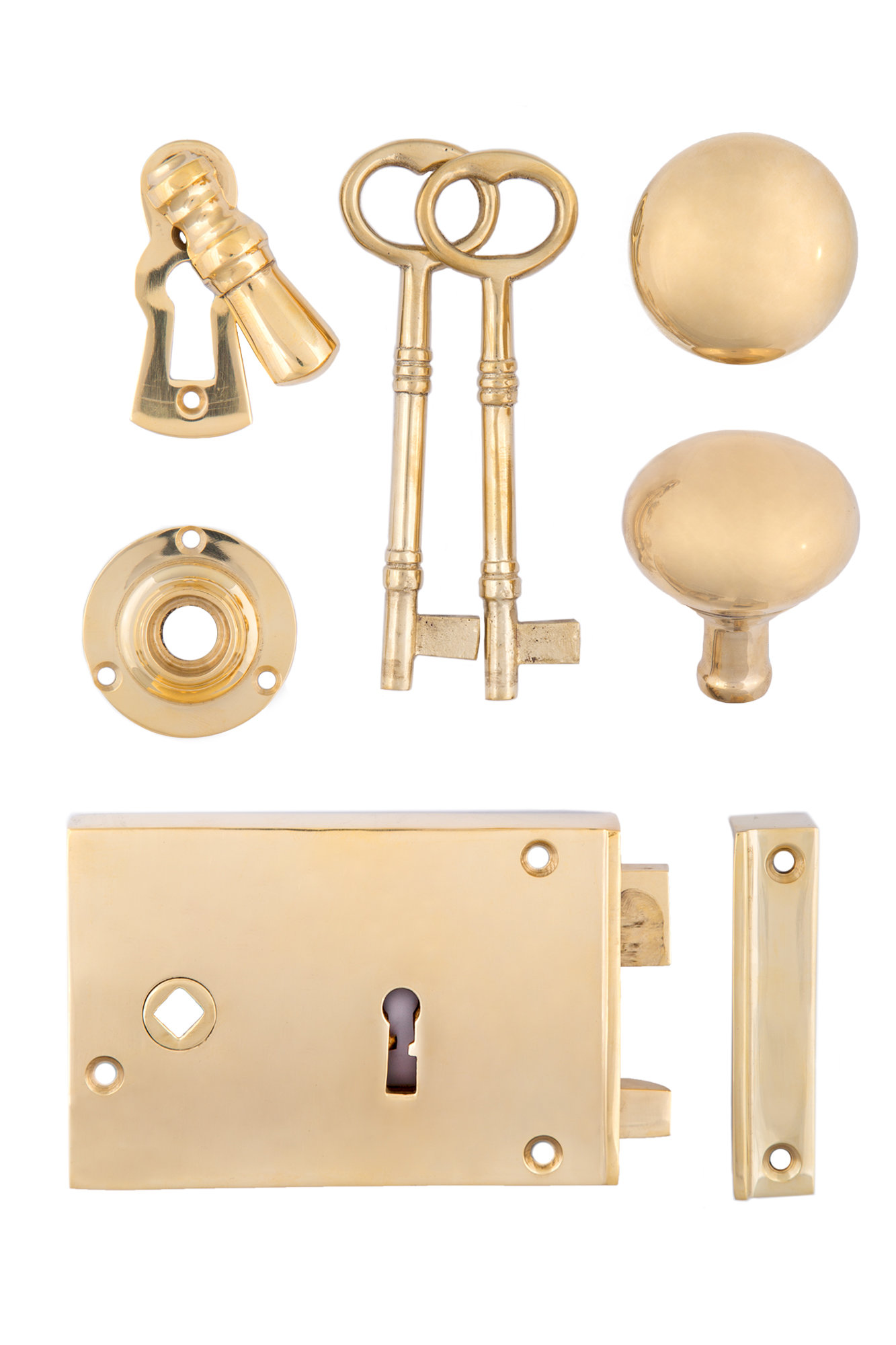 Horizontal Brass Rim Lock Set 200X.US3A charlestonhardware