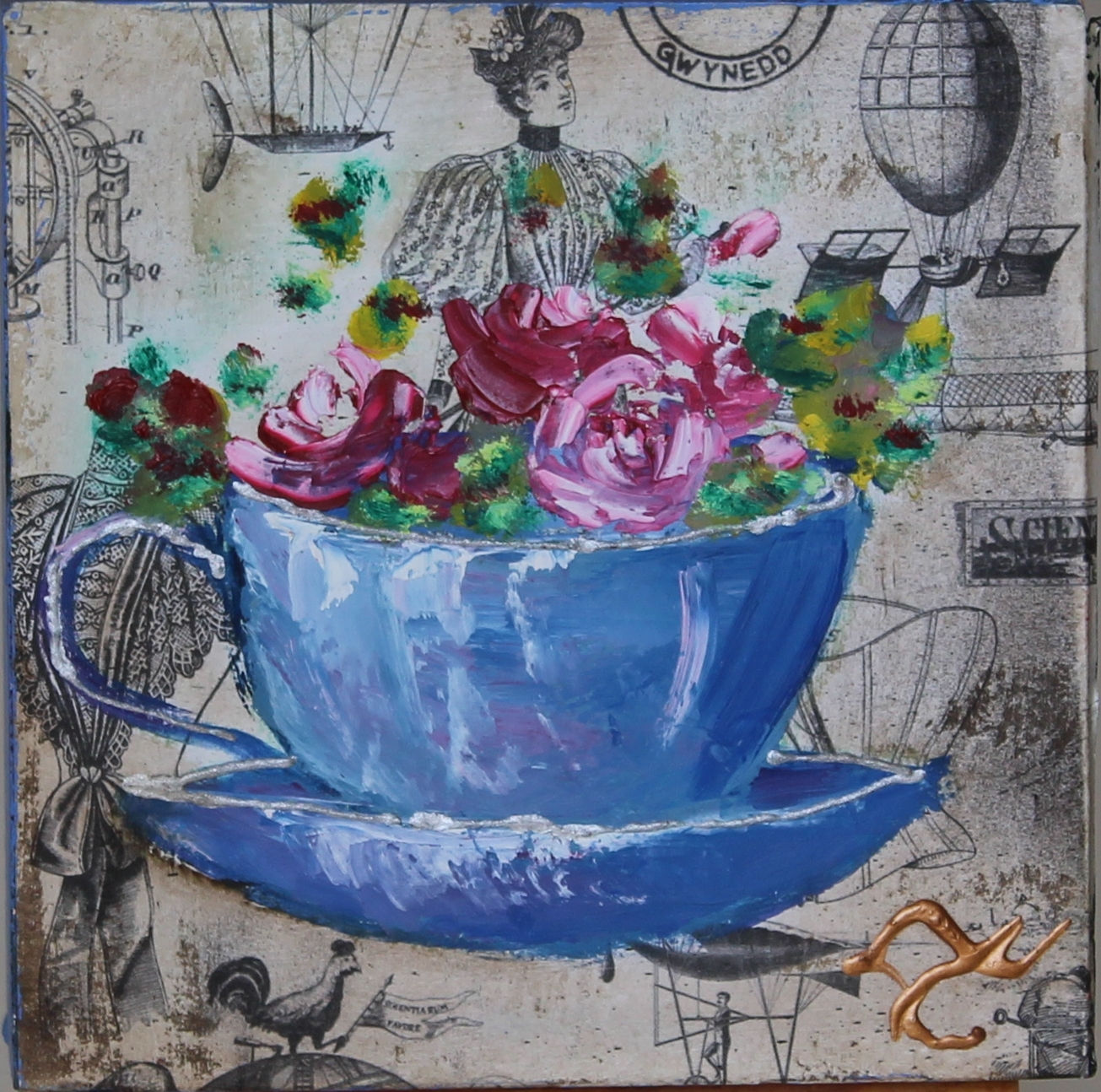 AK1560 A Teacup of Garden | Oil Painting