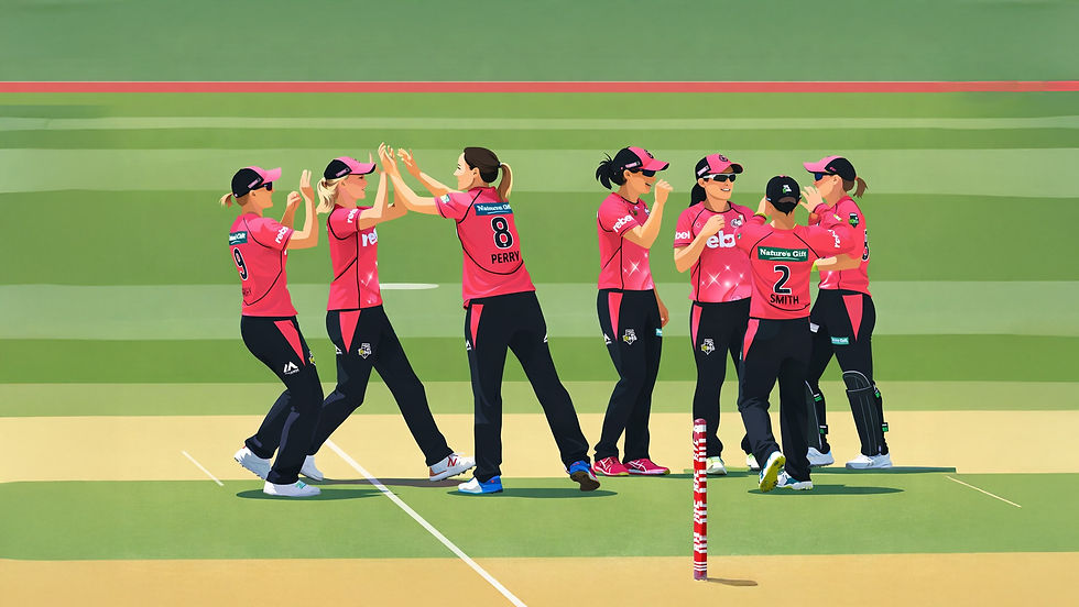 Women's cricket team high fiving
