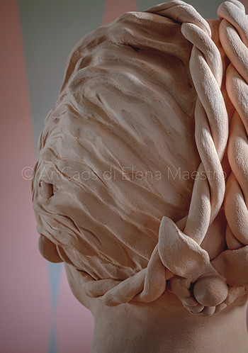 vaso scultura gres rosa