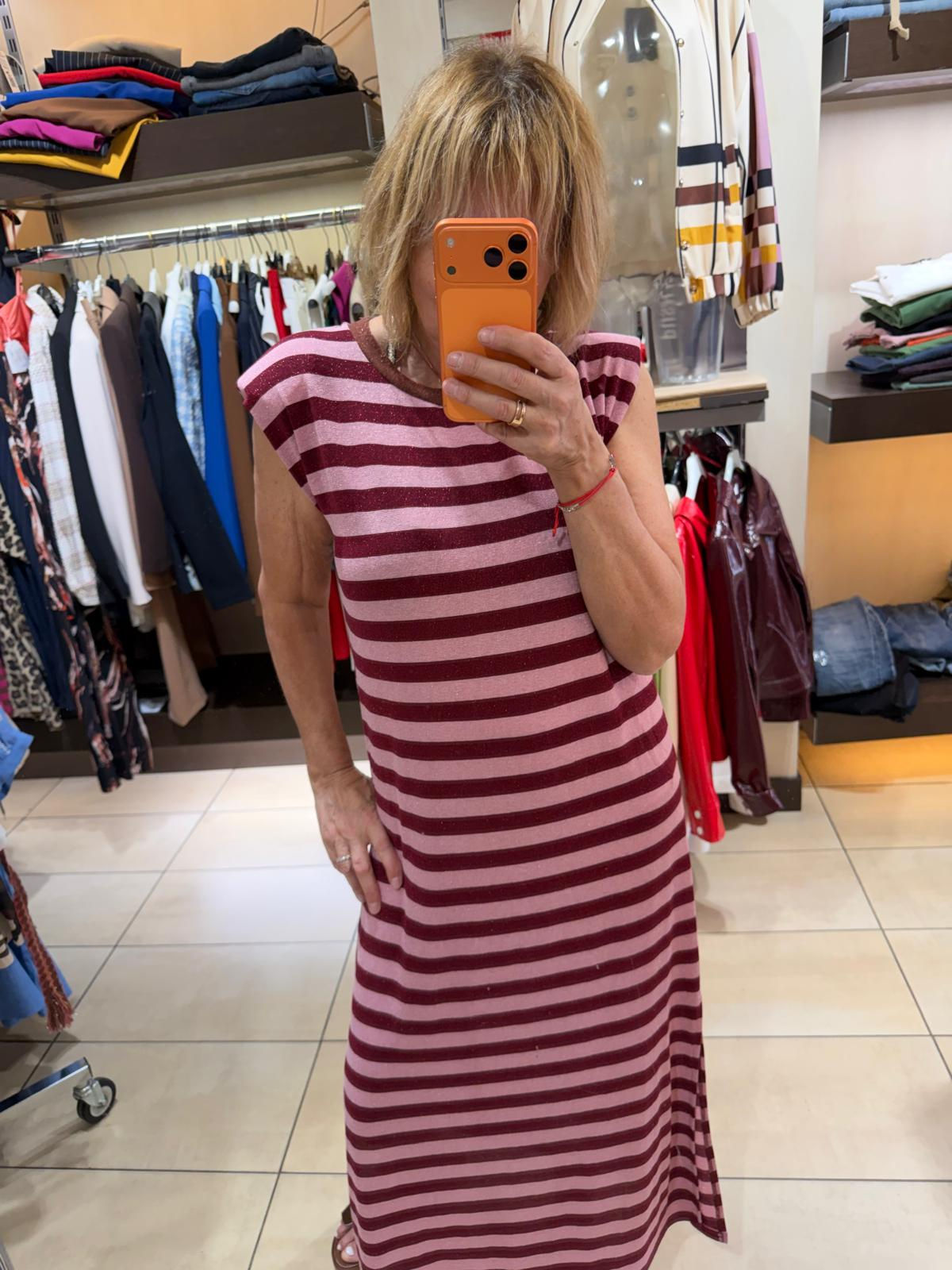 Robe longue tee-shirt irisé epaulettes