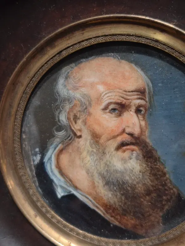 Thumbnail: Rare Miniature Portrait Viel Homme Barbu XIXeme