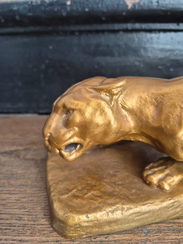 Miniature : Sculpture Bronze Panthère Ancien John Mayne Van Der Kemp XIXeme