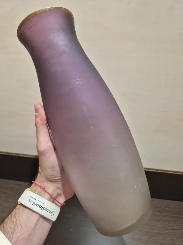 Thumbnail: Vase Art Nouveau en Verre Multicouche – Décor d'Iris Gravé en Camée