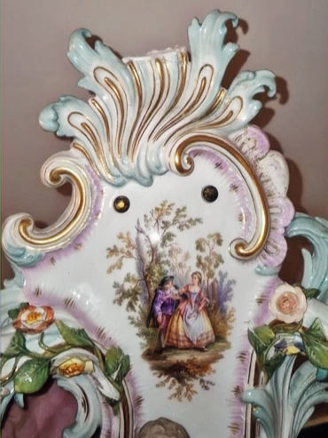 Thumbnail: Applique Porcelaine Meissen Saxe 19eme Ancienne